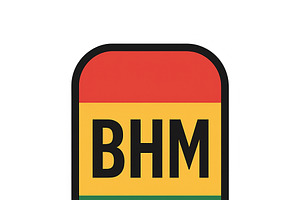 BHM symbol on a rectangular badge wi, an Illustration by Dvoevnore photos