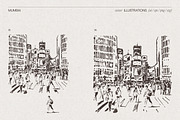 Tokyo Streets Crossing Sketches, a Work Illustration by TheMountBirdStudio (Thumbnail 4 of 7)