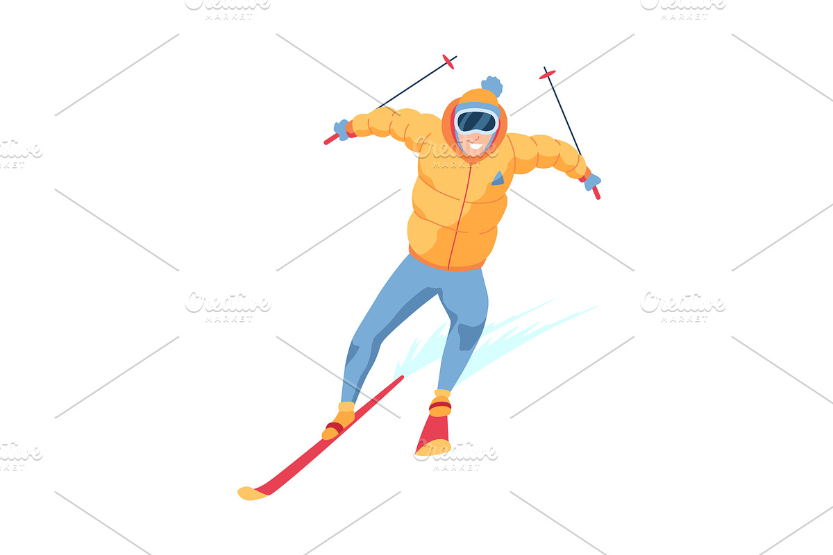 Man on mountain ski resort, a Sport Illustration by Things for designers