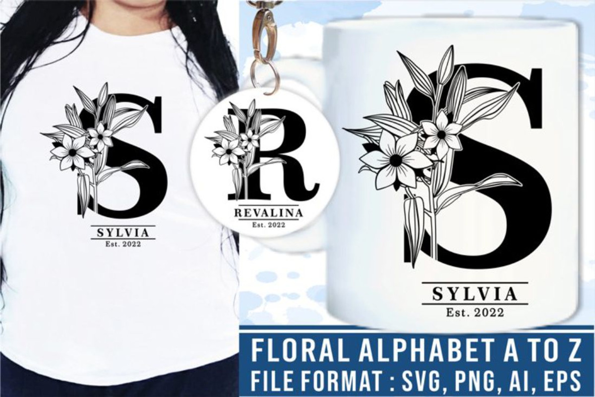 Floral Alphabet Letter SVG Bundle, a Graphic by D2PUTRI (Photo 12 of 15)