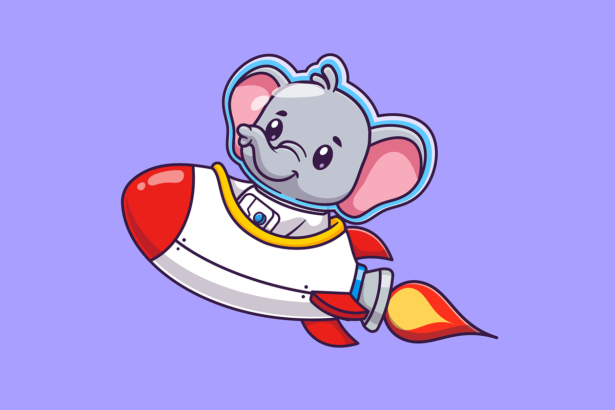 Cute Elephant Astronaut Cartoon, an Animal Illustration by Catalyst Labs