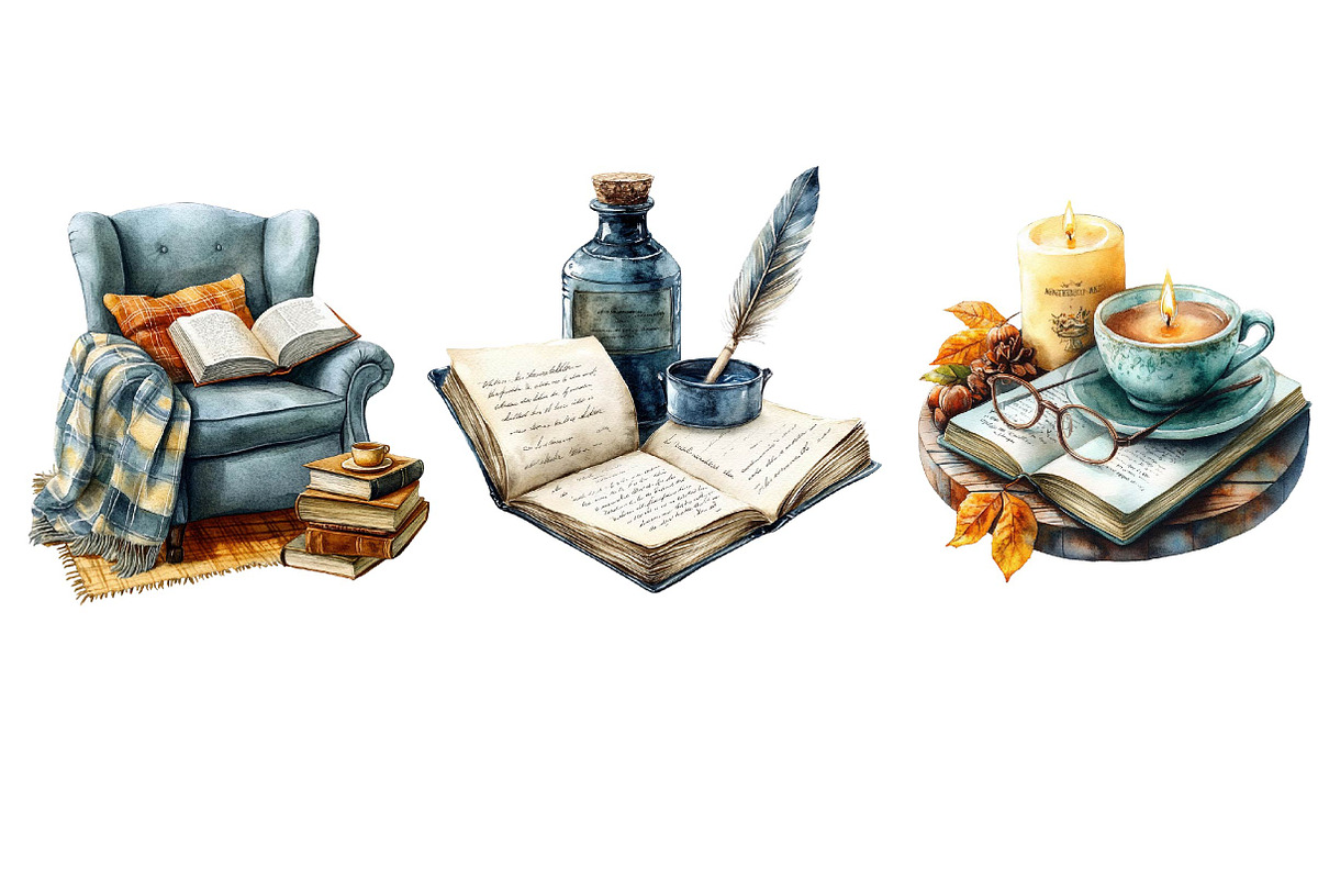 Watercolor Reading Books Clipart, an Illustration by Dream Creation (Photo 4 of 4)