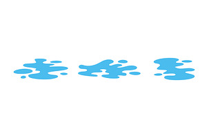 Set of three blue water puddles, an Illustration by GraphiShop