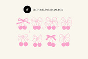 Coquette cherries and bows, a Decorative Illustration by yabluko_draws (Thumbnail 2 of 8)