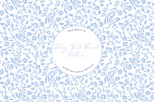 Ditsy Toile Floral - Blue And White