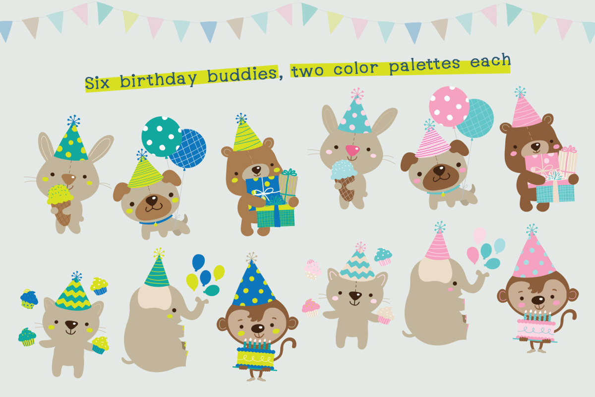 Birthday Buddies Illustration Pack, an Illustration by Quirky Queen Media (Photo 2 of 9)