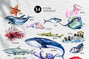 Ocean animals and fish clipart, a Pattern Graphic by ArtSpotVeronika (Thumbnail 2 of 15)