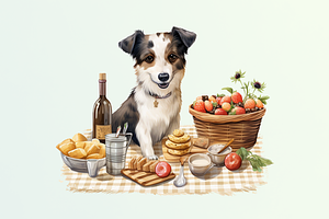 Picnic Dog Sublimation Clipart