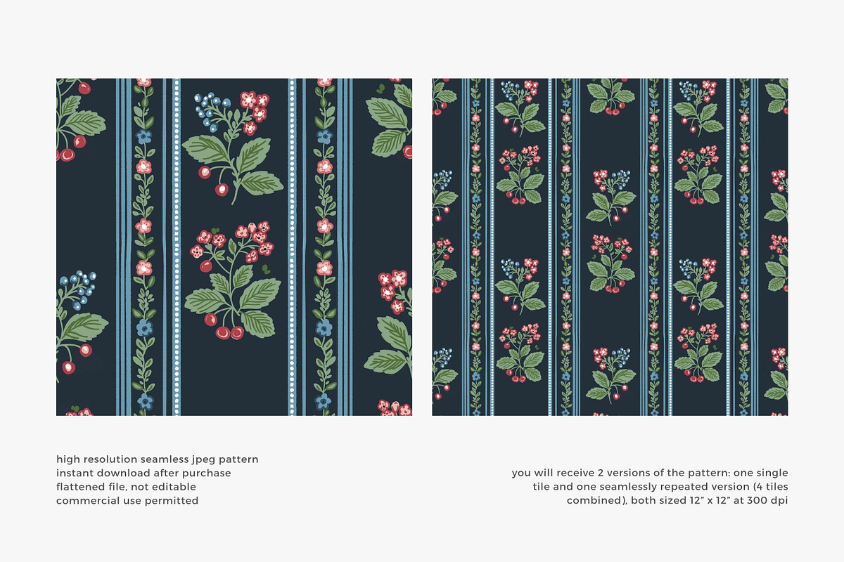 olk berry stripe seamless pattern, a Pattern Graphic by Pink Studio Art (Photo 3 of 4)