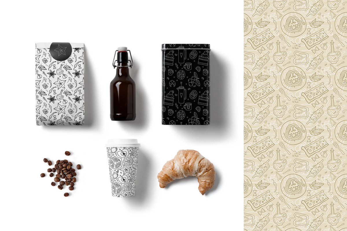 Seamless patterns set with food, a Pattern Graphic by WinWinFolly (Photo 4 of 8)