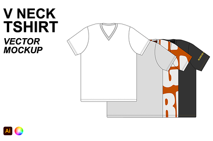 V Neck Tshirt Vector Fashion Mockup