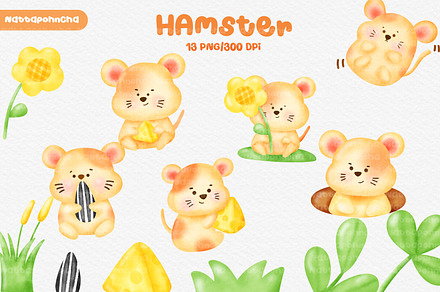 Hand drawn  cute hamster clipart.