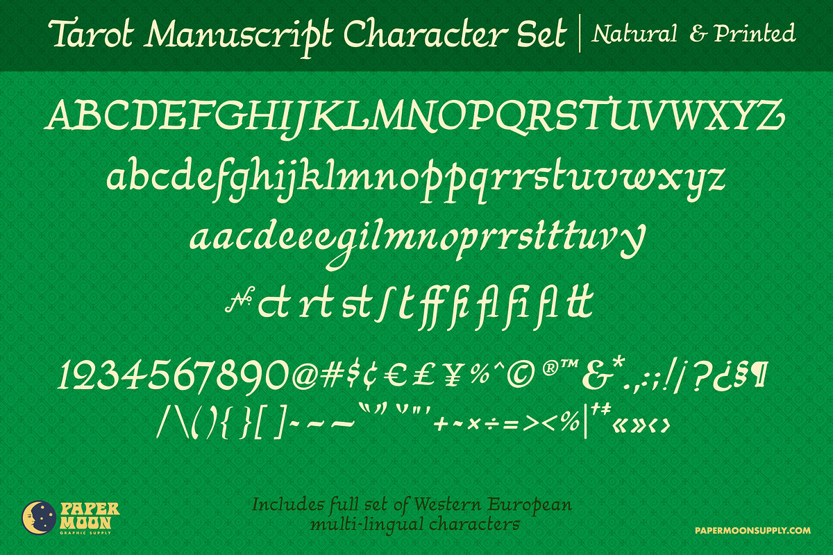 PM Tarot Manuscript Script Font, a Script Font by Paper Moon Graphic Supply (Photo 2 of 10)