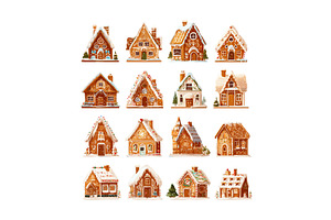 Gingerbread house cartoon vector set, an Object Illustration by Onyx