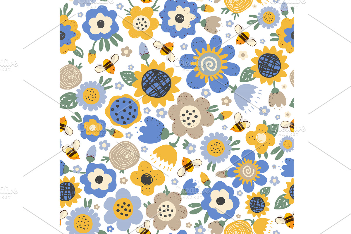 Cute cartoon honey bees, and doodle, an Object Illustration by Toltemara