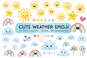 Cute Weather Emoji Cliparts