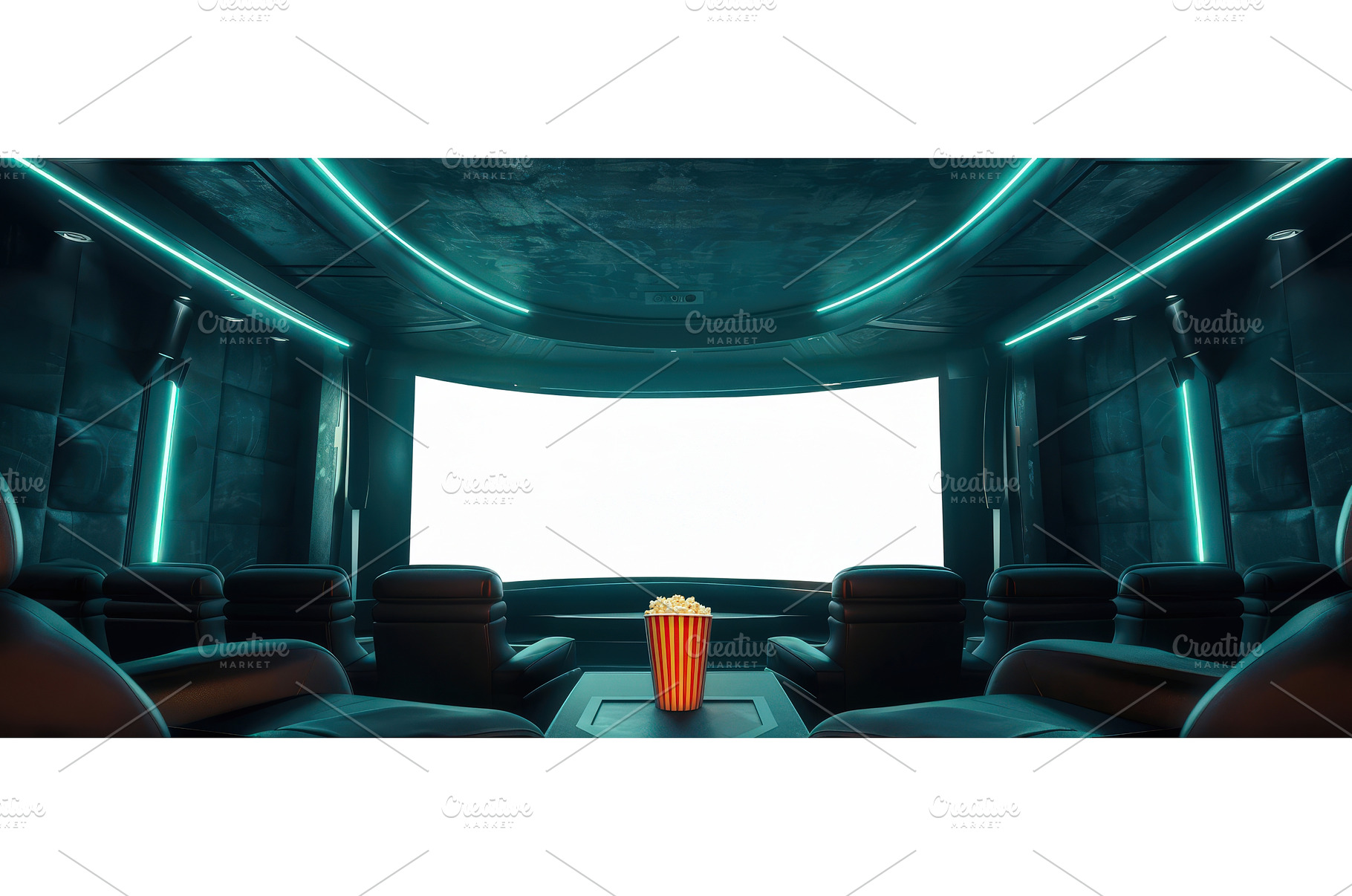 Futuristic home theater with glowing, a Technology Photo by piter.goskov