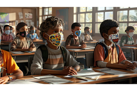 virus school children mask ai, a Background Photo by pikepicture