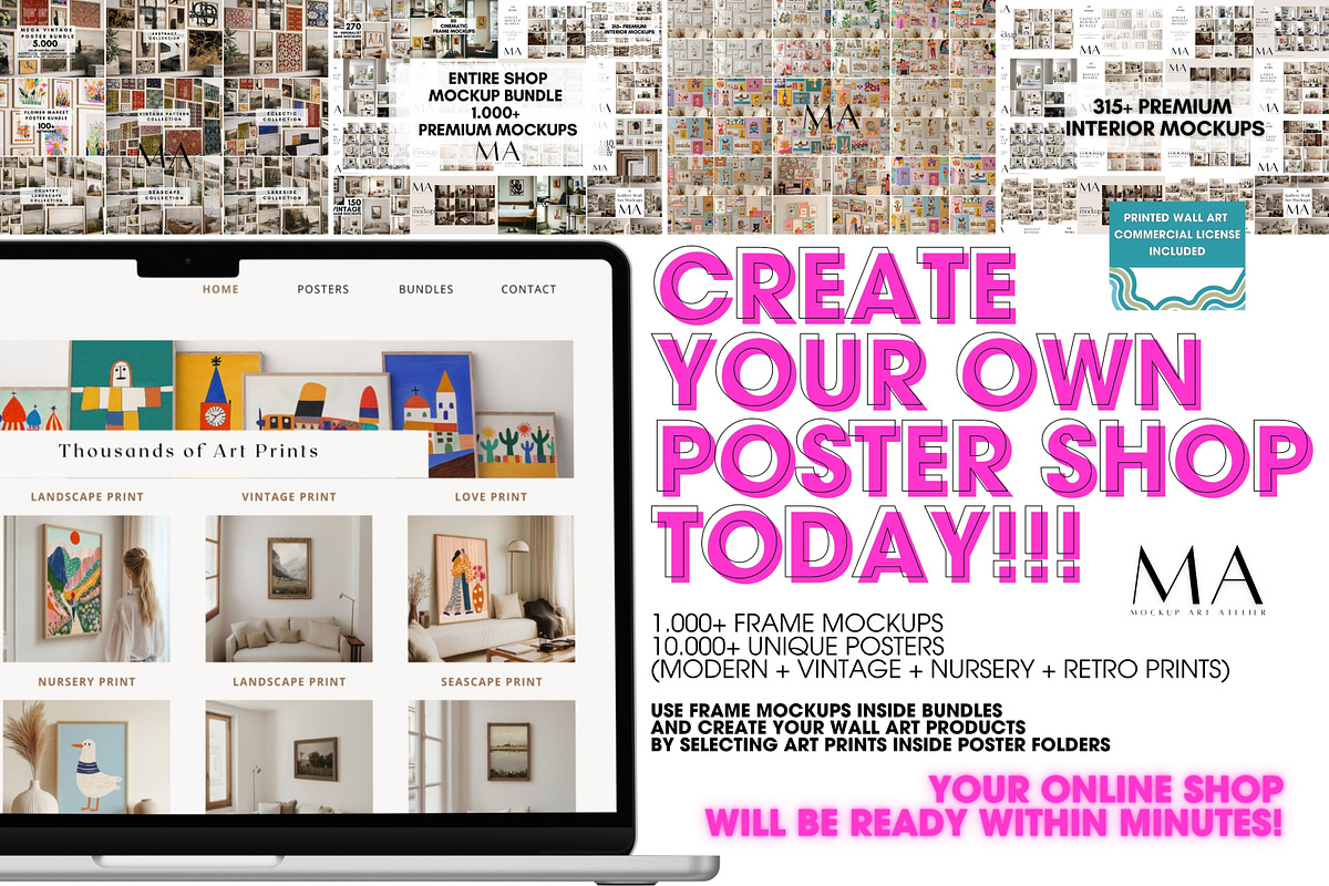 Mega Poster Shop Builder Bundle, a Household Mockup by Mockup Art Atelier (Photo 1 of 61)