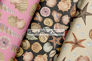 Watercolor Seashell Seamless Pattern, an Illustration by OlDm_Shop (Thumbnail 5 of 10)