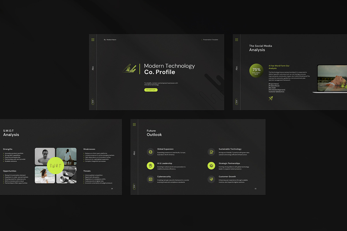 Modern Tech Company Profile Template, a Presentation Template by ...