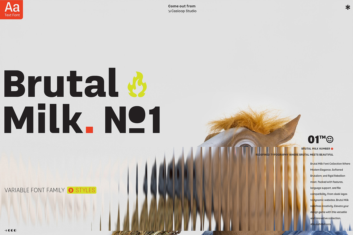 Brutal Milk No 1 - Text, a Sans Serif Font by Casloop Studio (Photo 1 of 7)