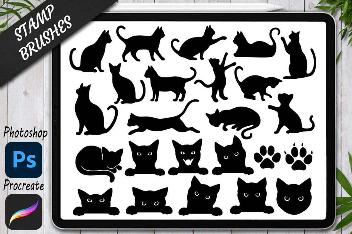 Cats Stamps Brushes for Procreate., a Brush Add-On by Doodle Cloud Studio