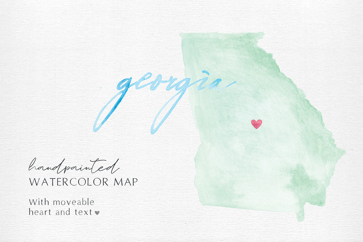 Watercolor Map of Georgia, an Illustration by Beloved Paper (Photo 1 of 6)