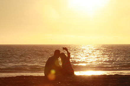 Ocean sunset stock photograph