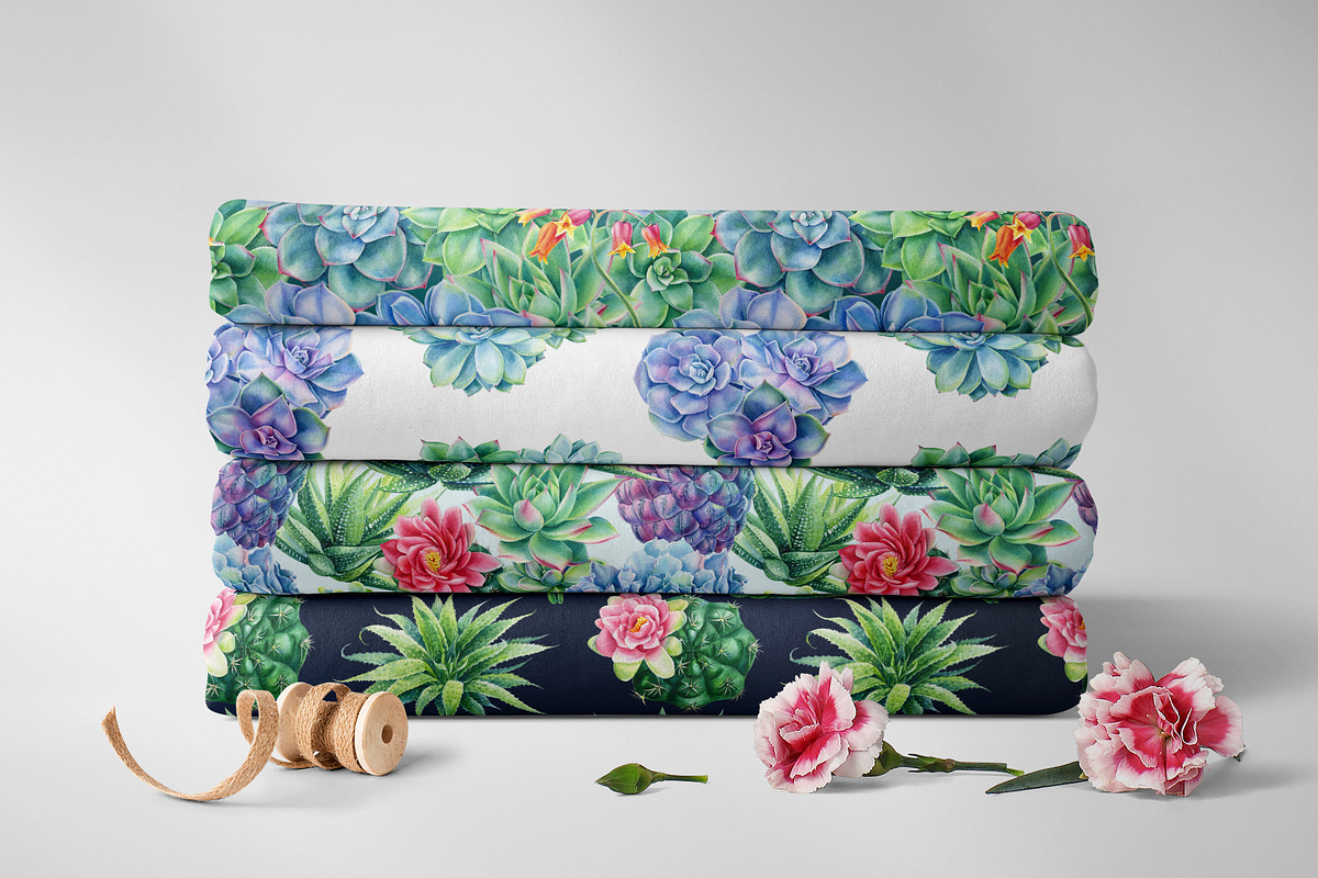 Succulents Botanical Watercolor, a Background Graphic by Hanna Hryharenka (Photo 15 of 15)