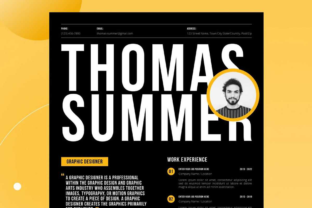 Resume template V01, a Marketing Template by fashionaddict (Photo 3 of 4)