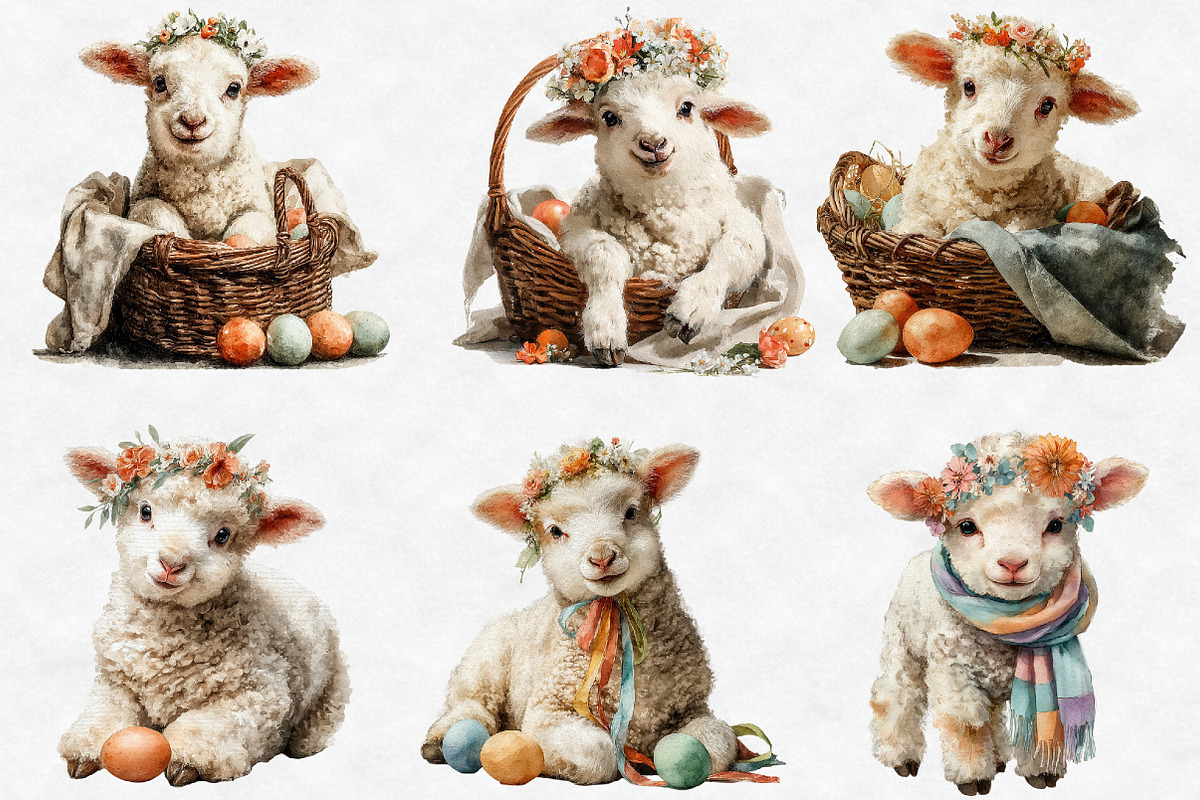 cute Easter lamb clipart, an Illustration by Designworld (Photo 2 of 5)