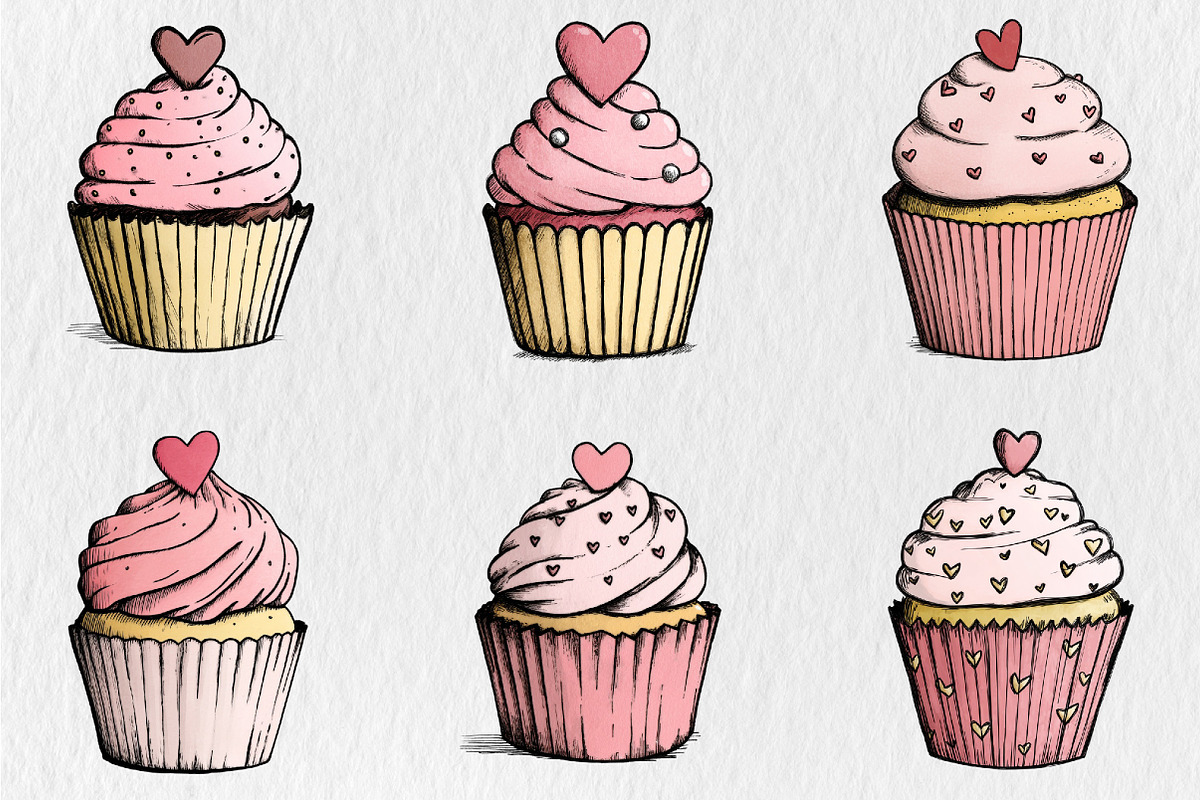 Valentine Day Cupcake Clipart, a Seasonal Illustration by Rose Art (Photo 4 of 8)
