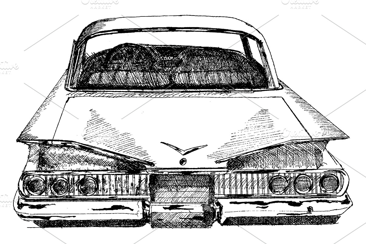 Classic American Vintage Car Drawing, an Illustration by Doggy Days (Photo 7 of 9)