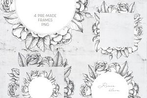 Sketched Roses, Frames, Patterns