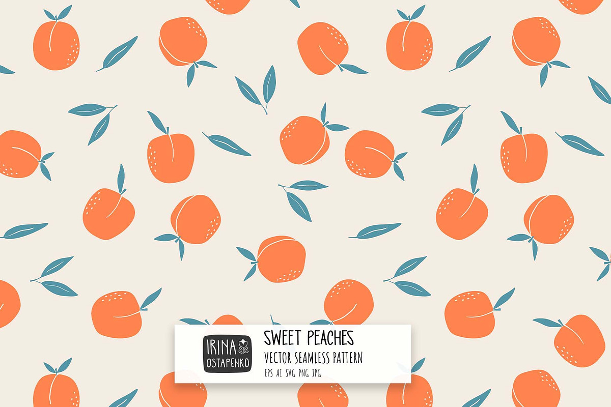 Sweet Peaches Seamless Pattern, a Pattern Graphic by Irina Ostapenko (Photo 1 of 4)