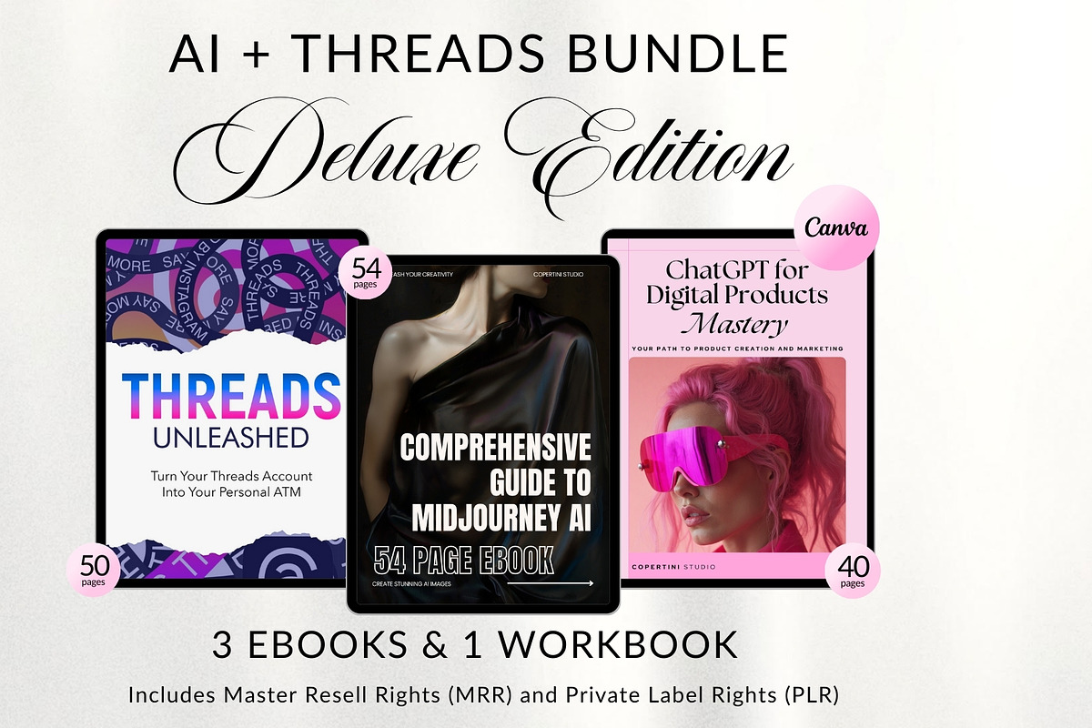 AI + Threads bundle mrr plr books, a Magazine Template by CopertiniStudio (Photo 1 of 10)