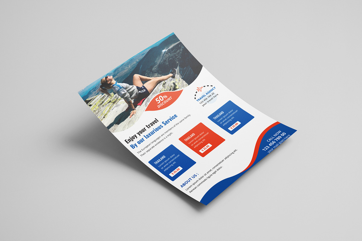 Travel Agency Flyer Template, a Flyer Template by UI_Expert (Photo 1 of 2)