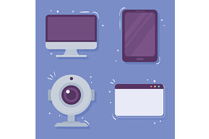 webcam and gadgets icons, a Technology Illustration by studiogstock