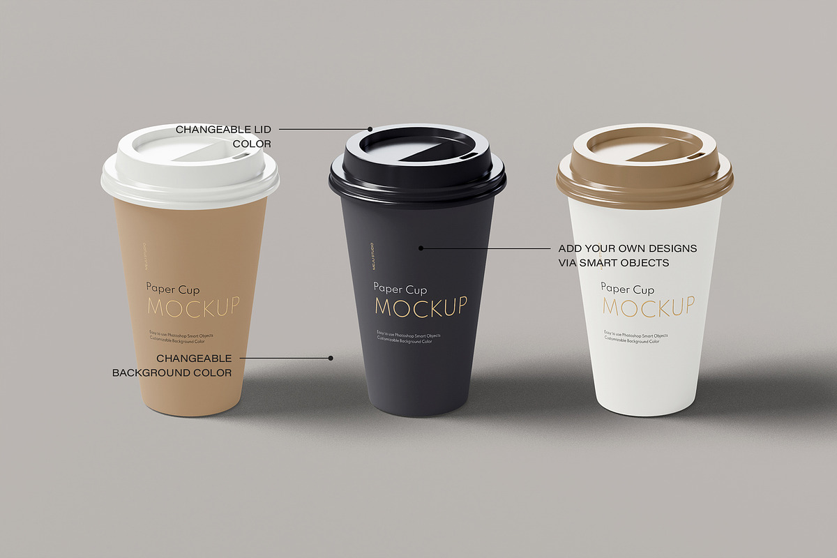 Disposable Coffee Cups Mockup, a Cups & Container Mockup by Wildfield Studio (Photo 3 of 3)