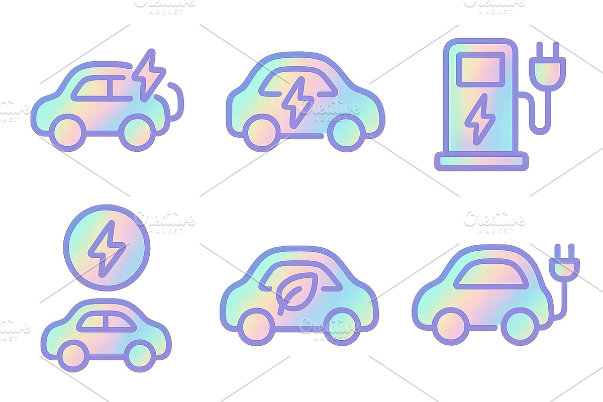 Electric vehicle icons showcasing, a Transportation Illustration by ZinetroN