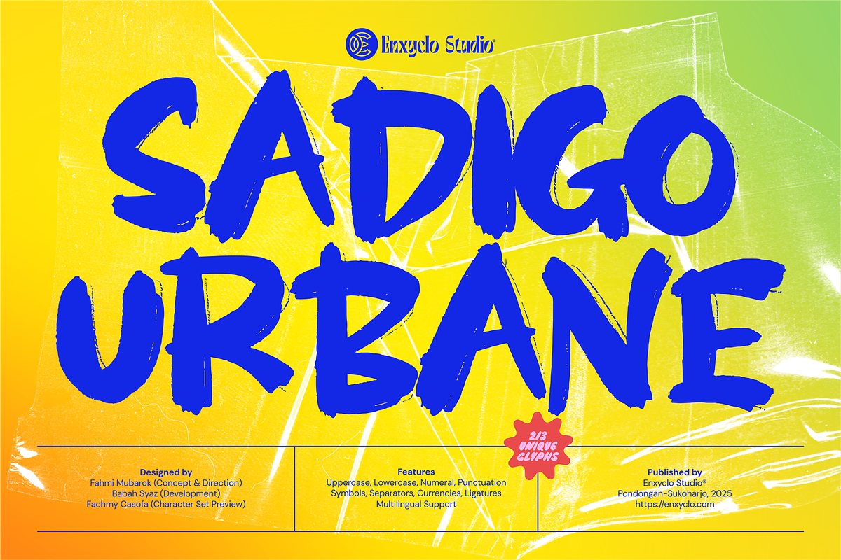 Sadigo Urbane - Rough Brush, a Handwritten Font by Enxyclo Studio (Photo 1 of 12)