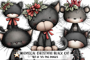 Whimsical Christmas Black Cat Clipar, an Illustration by DreamPrint404 (Thumbnail 1 of 7)