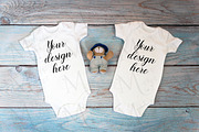 12 twin baby bodysuit Mockup Bundle., a Print Template by MockupMarket (Thumbnail 4 of 13)
