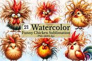 Watercolor Funny Chicken Clipart, a Seasonal Illustration by Rose Art (Thumbnail 1 of 6)