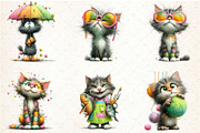 Watercolor Funny Cats Clipart, a Seasonal Illustration by Rose Art (Thumbnail 3 of 6)