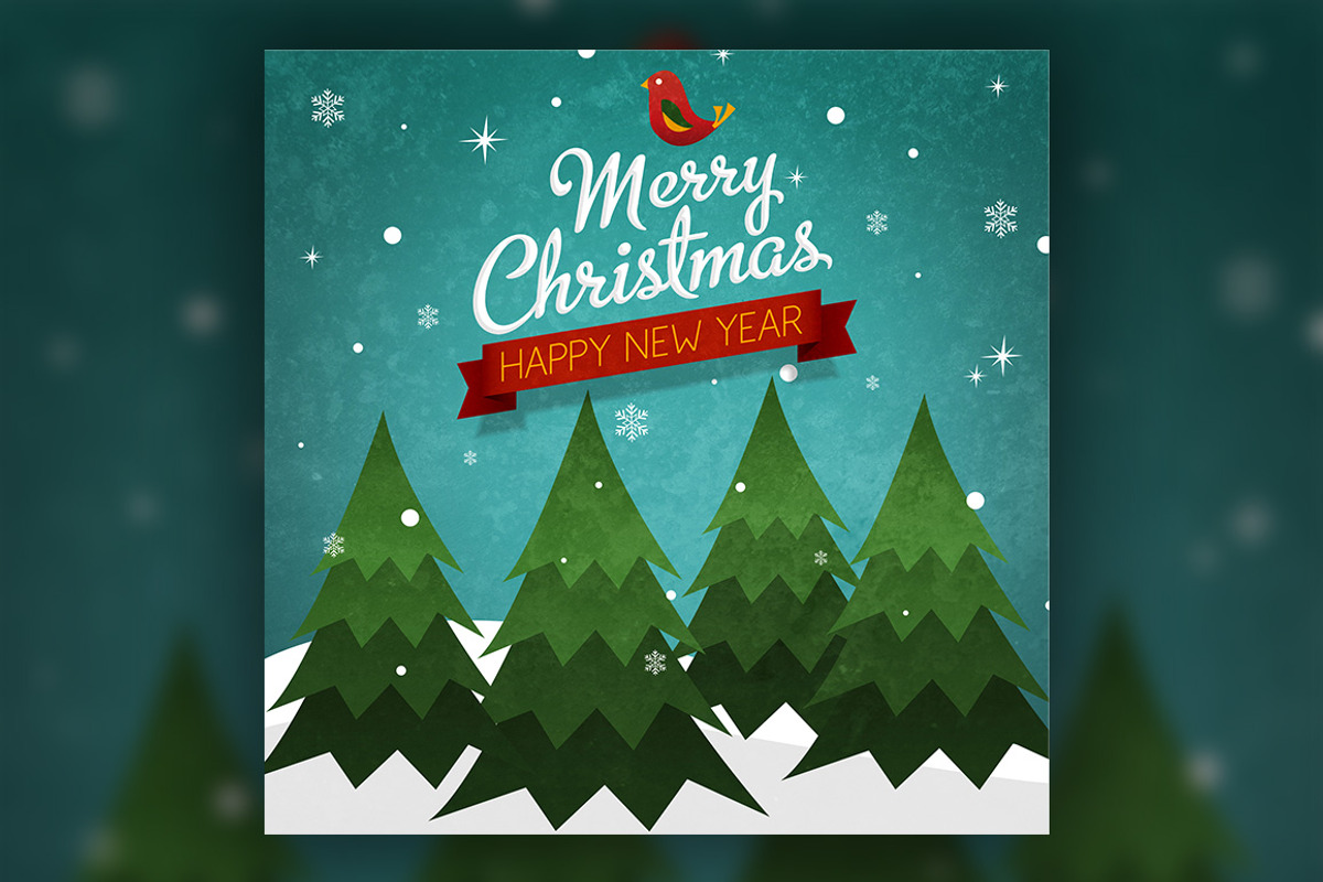 Vintage Christmas Typography Cards, an Illustration by ShinyPixel (Photo 1 of 7)