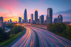 Atlanta Skyline Sunset Cityscape Hig