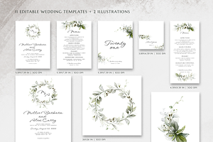 Green Wedding Editable Templates