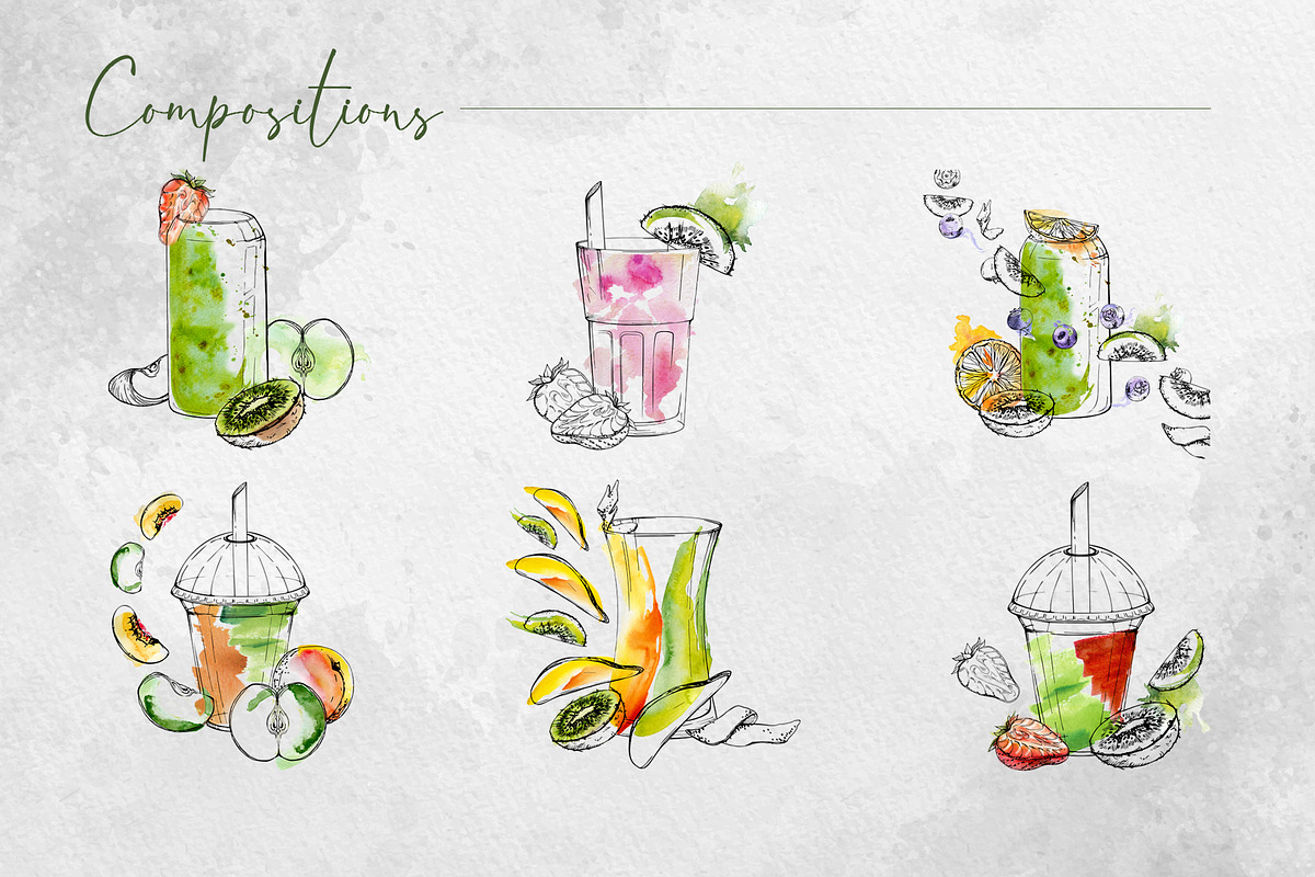 Green detox smoothies, a Food Illustration by MsFlaffy (Photo 7 of 15)